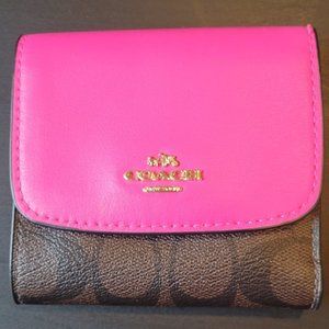 Coach Signature Coated Canvas Compact Wallet